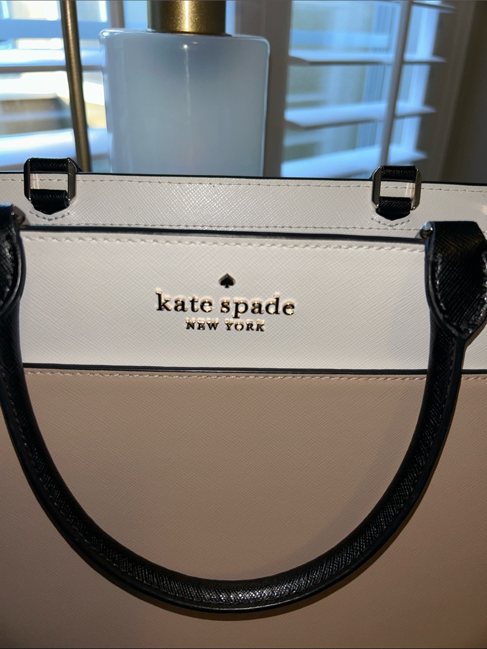 kate spade Two-Tone Cream and White Satchel with Black Trim- EUC - Picture 2 of 15